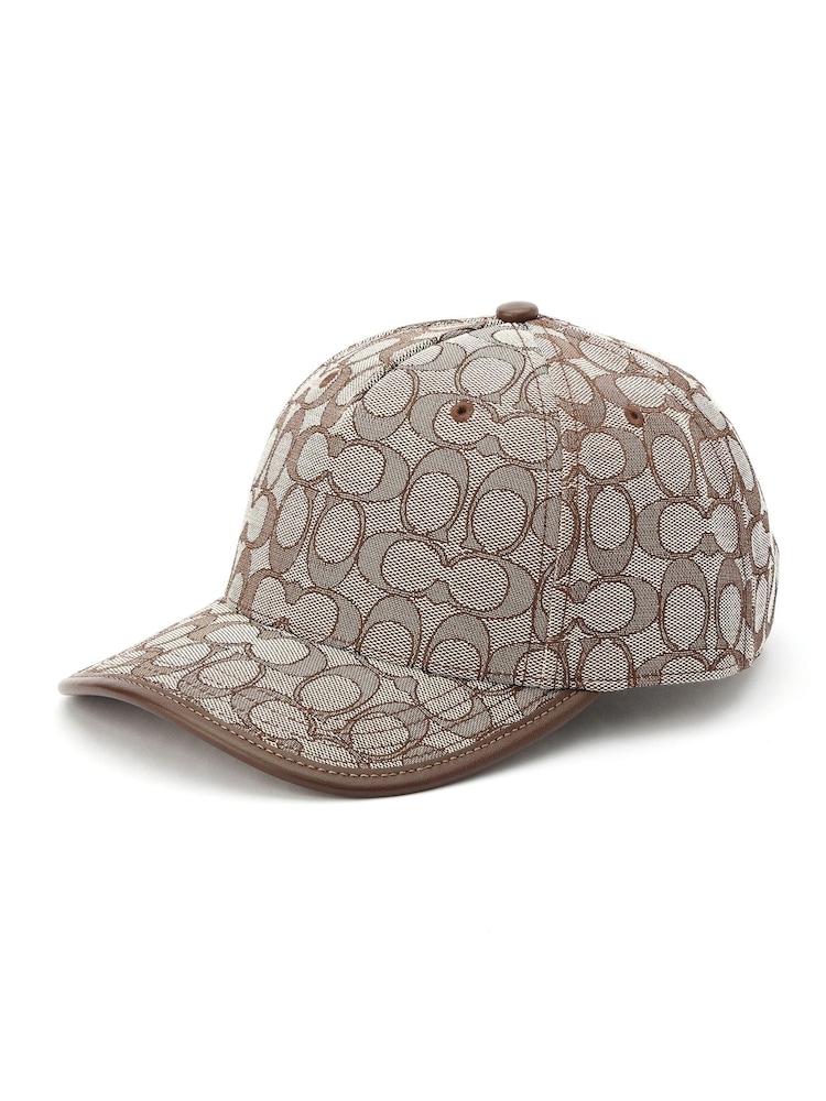 COACH Signature Jacquard Brown Baseball Hat - Image 1 of 4
