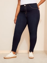 Friends Like These Navy Blue Curve High Waisted Jeggings - Image 2 of 4