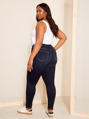 Friends Like These Navy Blue Curve High Waisted Jeggings - Image 3 of 4