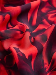 Red Bow Print Long Sleeve Tie Neck Blouse - Image 7 of 8