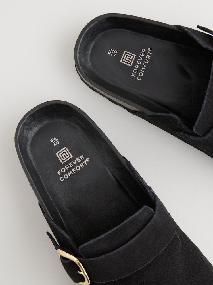 Black Standard Fit Forever Comfort® Leather Footbed Clogs - Image 5 of 7