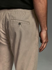 Mushroom Brown/Light Grey Linen Cotton Elasticated Drawstring Trousers 2 Pack - Image 16 of 24