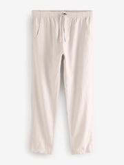 Mushroom Brown/Light Grey Linen Cotton Elasticated Drawstring Trousers 2 Pack - Image 19 of 24
