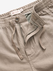Mushroom Brown/Light Grey Linen Cotton Elasticated Drawstring Trousers 2 Pack - Image 21 of 24