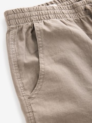 Mushroom Brown/Light Grey Linen Cotton Elasticated Drawstring Trousers 2 Pack - Image 22 of 24