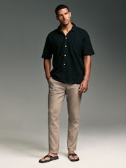 Mushroom Brown/Light Grey Linen Cotton Elasticated Drawstring Trousers 2 Pack - Image 3 of 24