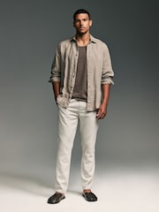 Mushroom Brown/Light Grey Linen Cotton Elasticated Drawstring Trousers 2 Pack - Image 8 of 24
