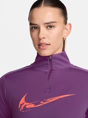 Nike Purple Swoosh Half Zip Long Sleeve Running Top - Image 3 of 4