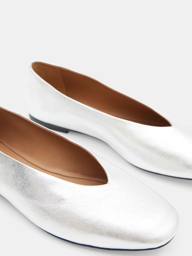 Hush Silver Monroe Leather Ballet Pumps - Image 5 of 5
