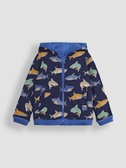 JoJo Maman Bébé Blue Shark Appliqué Reversible Hoodie - Image 4 of 10