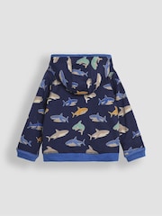 JoJo Maman Bébé Blue Shark Appliqué Reversible Hoodie - Image 5 of 10