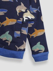 JoJo Maman Bébé Blue Shark Appliqué Reversible Hoodie - Image 8 of 10