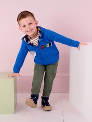 JoJo Maman Bébé Blue Shark Appliqué Reversible Hoodie - Image 9 of 10