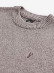 Neutral Stag Logo Regular Fit 100% Lambswool Premium Jumper - Image 7 of 8