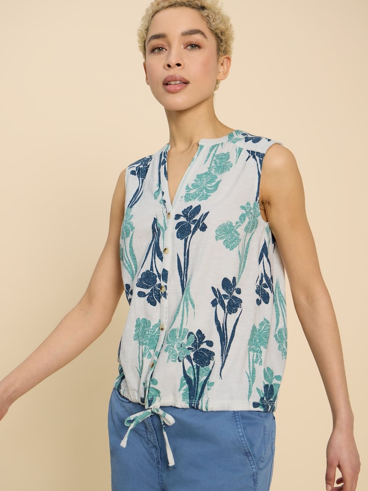 White Stuff White Tulip Jersey Sleeveless Shirt - Image 1 of 7