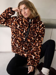 Animal Print Borg Half Zip Fleece - Image 2 of 9