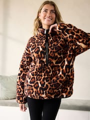 Animal Print Borg Half Zip Fleece - Image 3 of 9