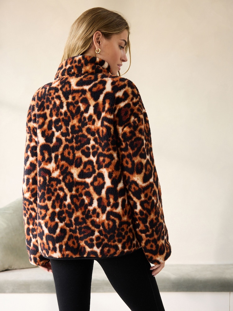 Animal Print Borg Half Zip Fleece - Image 4 of 9