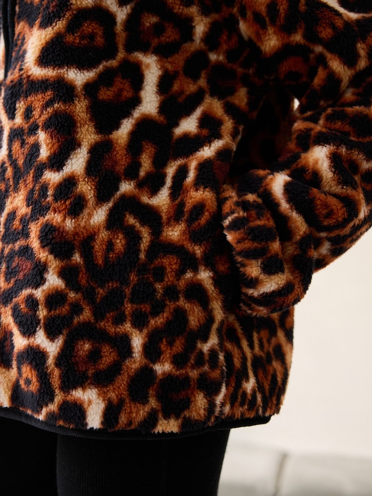 Animal Print Borg Half Zip Fleece - Image 6 of 9