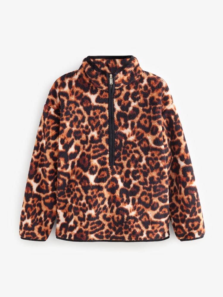 Animal Print Borg Half Zip Fleece - Image 7 of 9