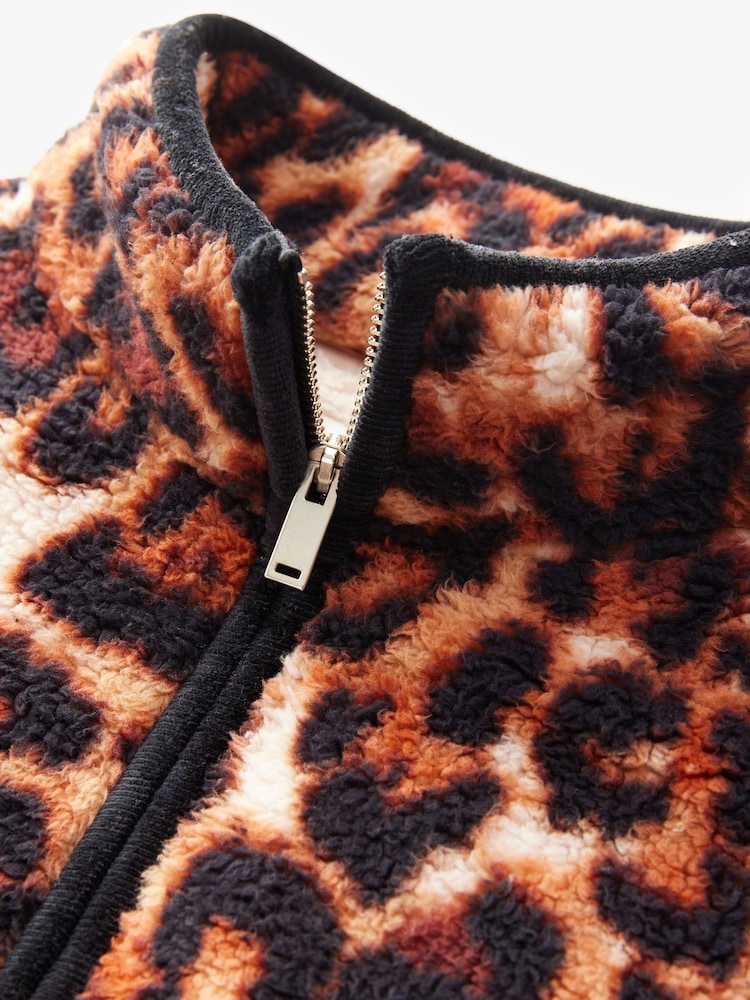 Animal Print Borg Half Zip Fleece - Image 8 of 9