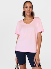 Sweaty Betty Nerine Pink Essential V-Neck T-Shirt - Image 1 of 7