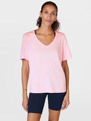 Sweaty Betty Nerine Pink Essential V-Neck T-Shirt - Image 3 of 7