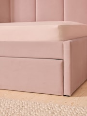 Soft Velvet Blush Kids Marlow Trundle Upholstered Bed Frame - Image 3 of 9