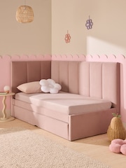 Soft Velvet Blush Kids Marlow Trundle Upholstered Bed Frame - Image 6 of 9