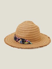 Accessorize Natural Tie Raffia Floppy Hat - Image 2 of 3