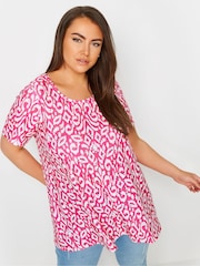 Yours Curve Pink Broderie Swing T-Shirt - Image 2 of 5