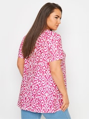 Yours Curve Pink Broderie Swing T-Shirt - Image 4 of 5
