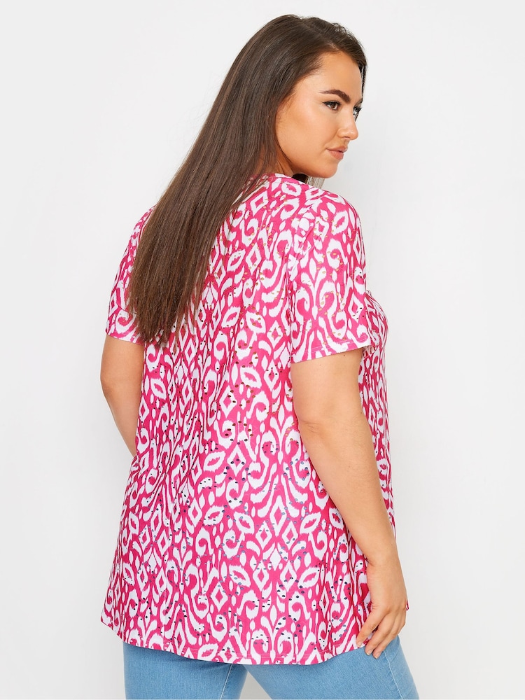 Yours Curve Pink Broderie Swing T-Shirt - Image 4 of 5
