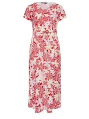 Yours Curve Red 100% Cotton Side Split Drawcord Maxi Dress - Image 5 of 5