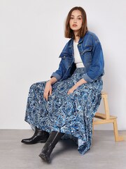 Apricot Blue Paisley Tiered Skirt - Image 1 of 4