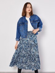 Apricot Blue Paisley Tiered Skirt - Image 2 of 4