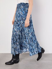 Apricot Blue Paisley Tiered Skirt - Image 3 of 4