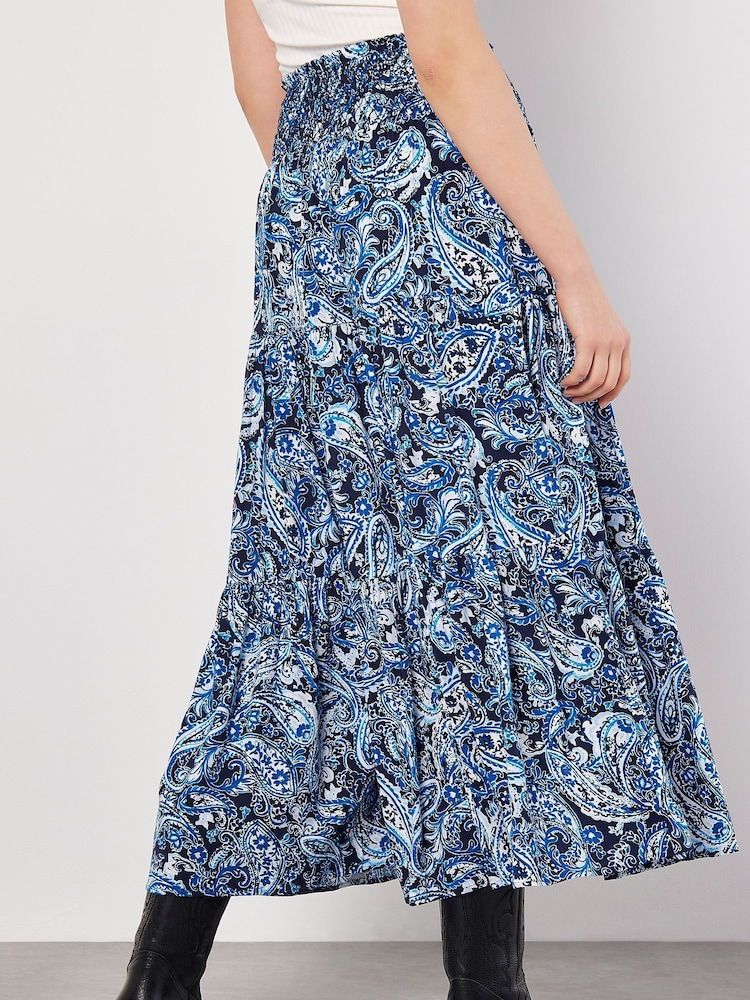 Apricot Blue Paisley Tiered Skirt - Image 4 of 4