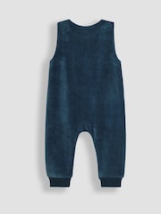 JoJo Maman Bébé Teal Fox Applique Pocket Velour Dungarees & Top Set - Image 3 of 6