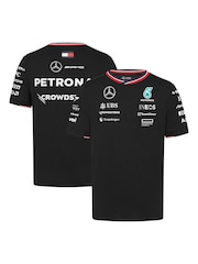 Fanatics Mercedes AMG Petronas F1 2024 Team Driver Black Football T-Shirt - Image 1 of 3