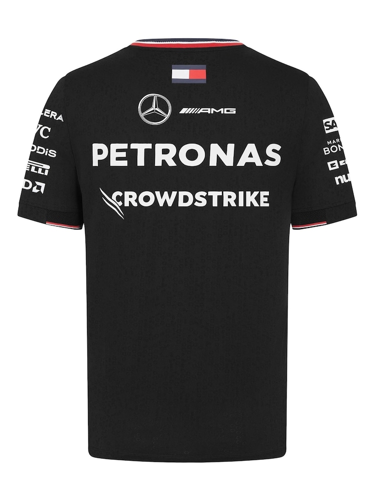Fanatics Mercedes AMG Petronas F1 2024 Team Driver Black Football T-Shirt - Image 2 of 3