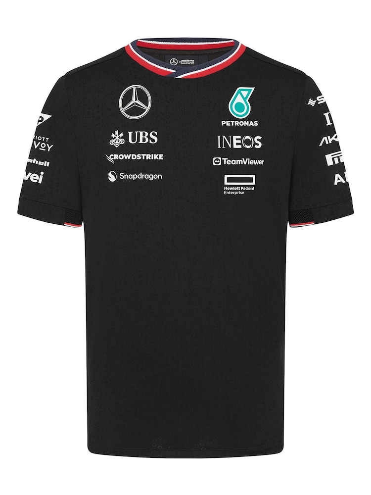 Fanatics Mercedes AMG Petronas F1 2024 Team Driver Black Football T-Shirt - Image 3 of 3