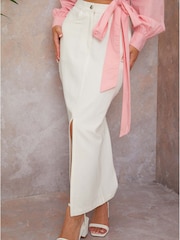 Chi Chi London White Split Hem Demin Maxi Skirt - Image 2 of 3