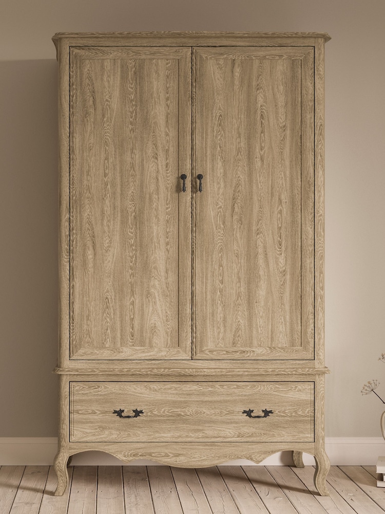 Feather & Black Pale Weathered Oak Salcombe Double 1 Drawer Wardrobe - Image 1 of 3