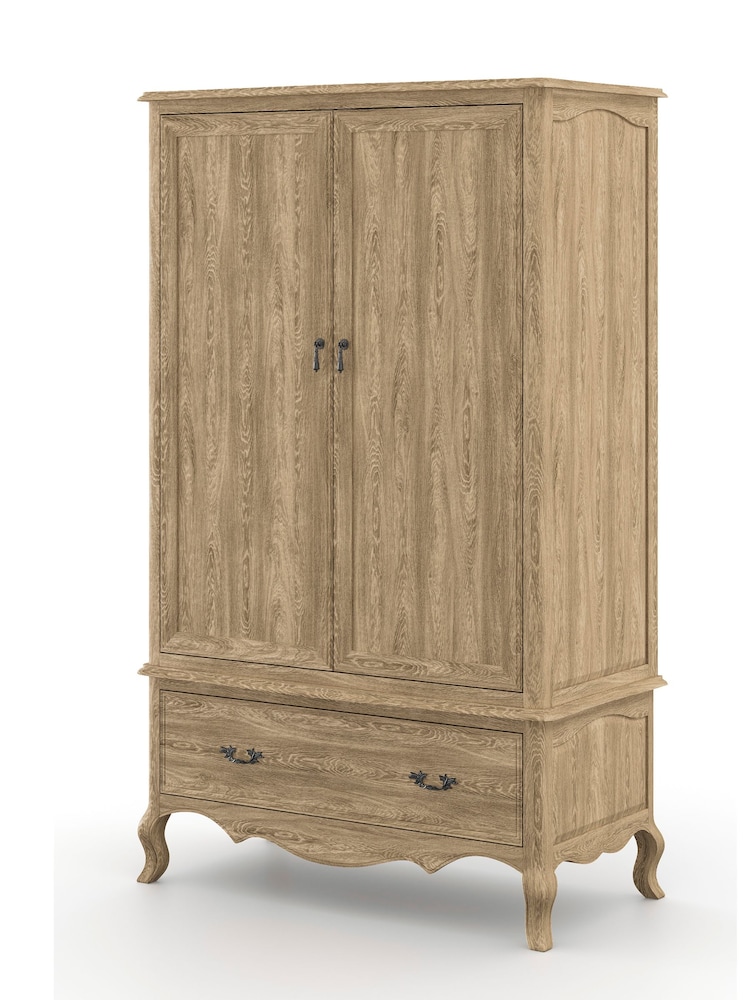 Feather & Black Pale Weathered Oak Salcombe Double 1 Drawer Wardrobe - Image 3 of 3