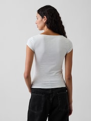 Gris - Gap Close Knit Jersey V-Neck T-Shirt - Imagen 2 de 4