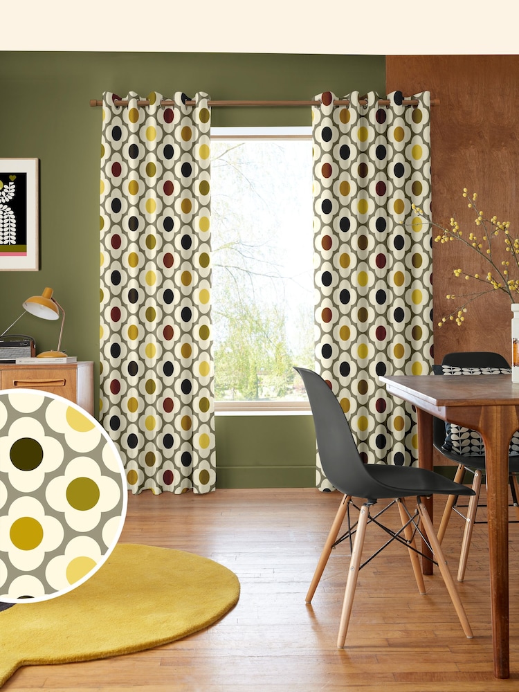 Orla Kiely Yellow Multi Spot Flower Made to Measure Curtains - Image 1 of 1