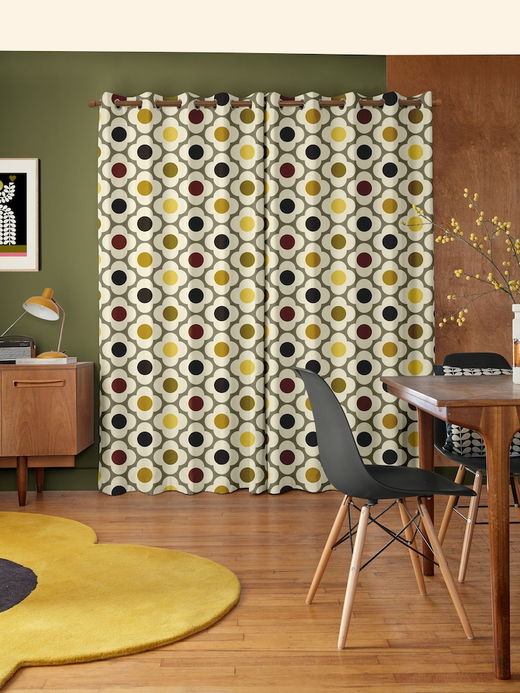 Orla Kiely Yellow Multi Spot Flower Made to Measure Curtains - Image 2 of 6