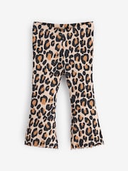 Animal luipaardprint - Geribbelde flare legging (3 mnd-7 jr) - Image 1 of 1