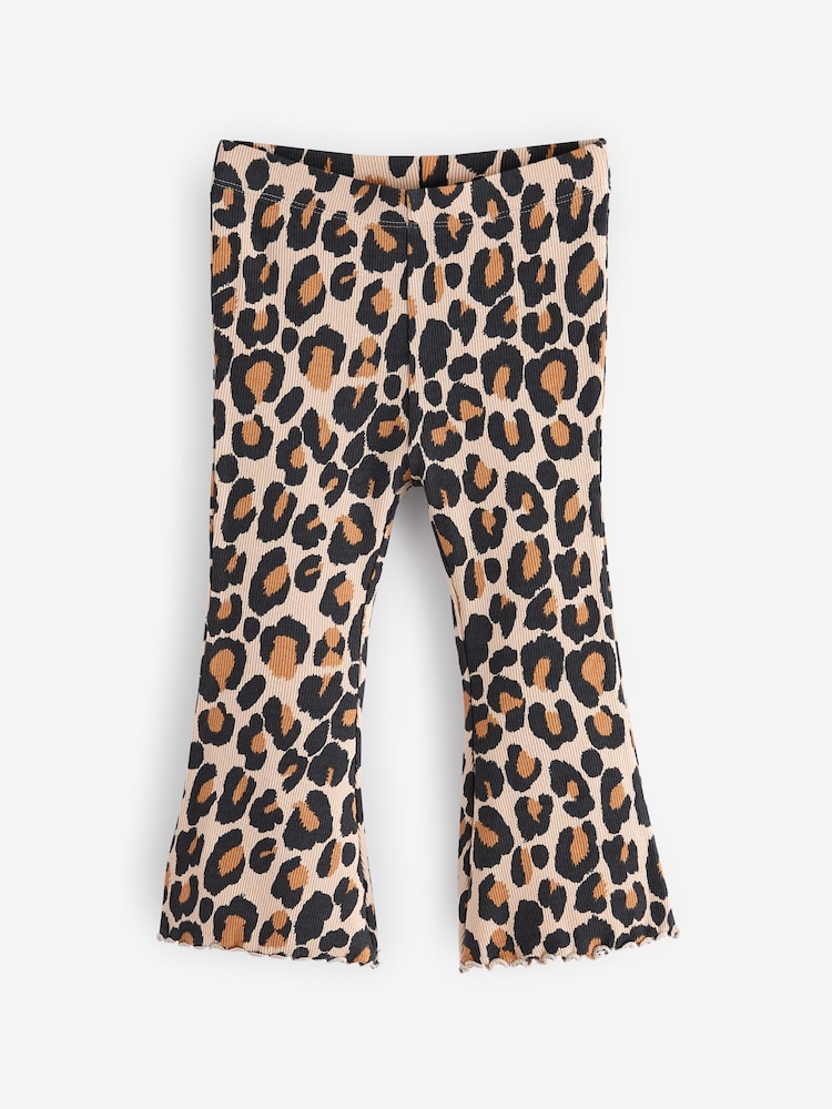Animal luipaardprint - Geribbelde flare legging (3 mnd-7 jr) - Image 1 of 1